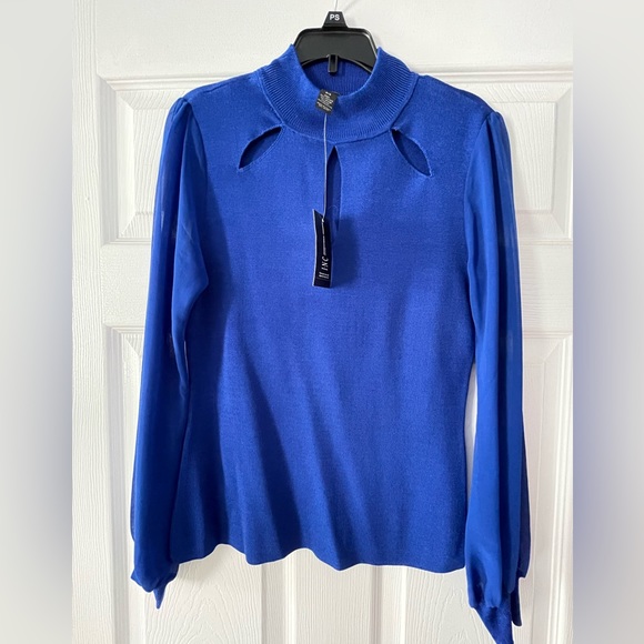 INC International Concepts Blue Mock Turtleneck Size Petite Small NWT - Picture 5 of 8